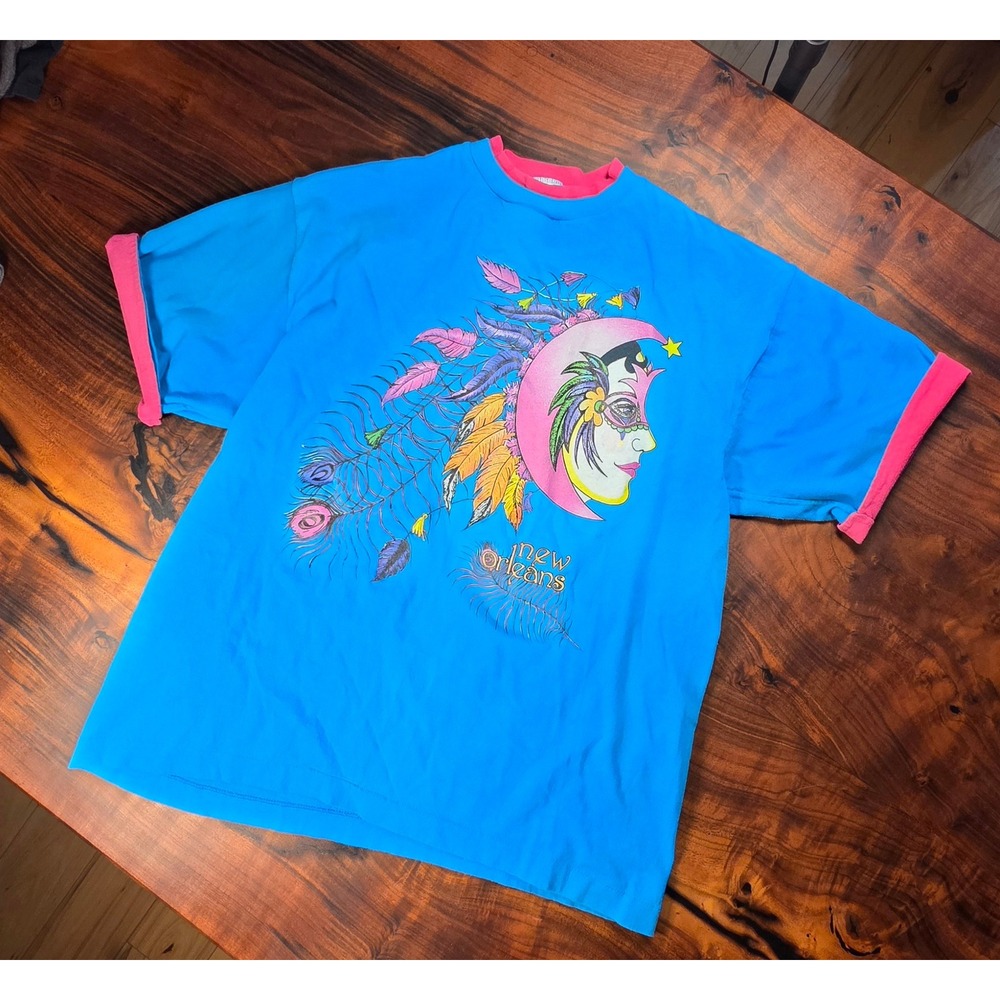 Vintage 1990 NEW ORLEANS MARDI GRAS UNISEX Y2K DEADSTOCK SINGLE STITCHING